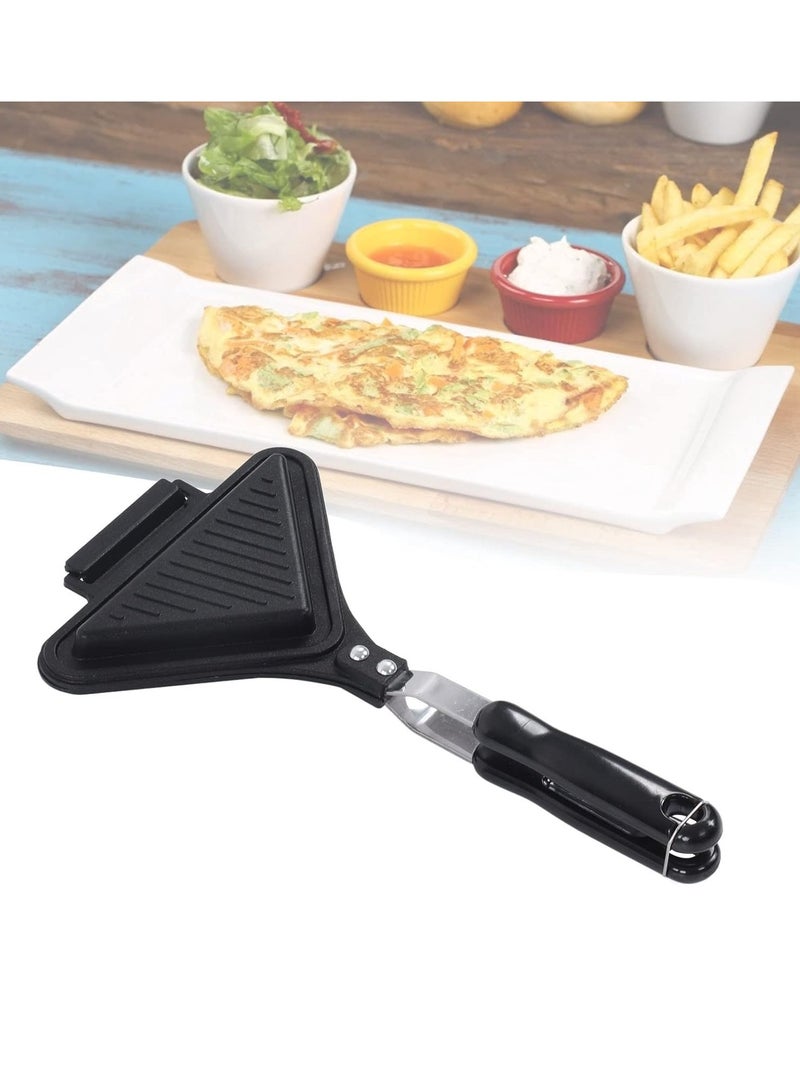 Double Sided Frying Pan, Triangle Shape Sandwich Pan,Grilled Cheese Maker Nonstick Sandwich Maker Flip Grill Pan For Breakfast Toast Panini Waffle, Aluminum Alloy Cookware