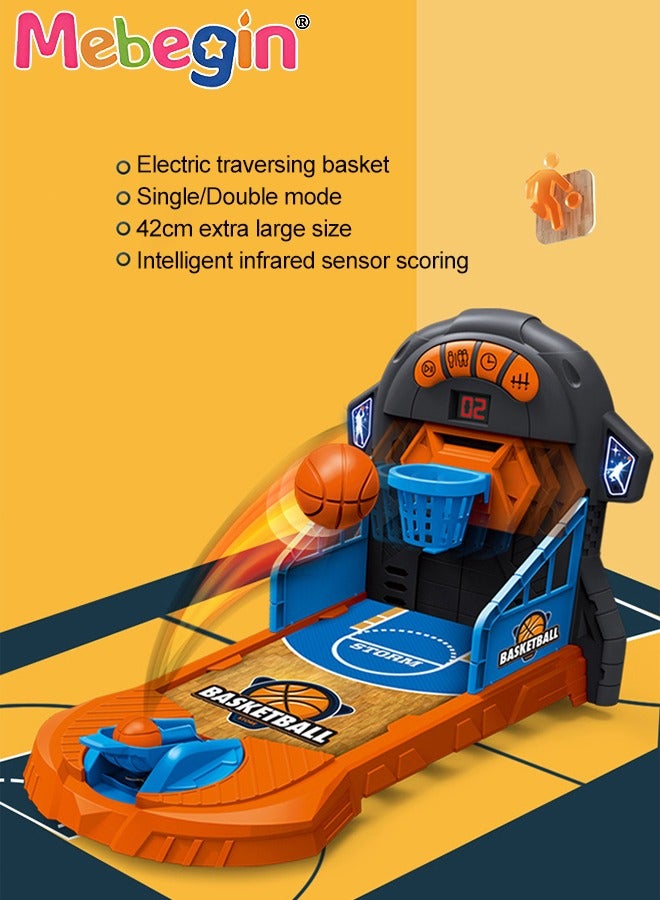 Mini Basketball Toy Set with Counting Screen, Creative Tabletop Basketball Shooting Game, Stress Relief Board Game, Nice for Tabletop Games and Basketball-themed Party, Ideal Gift for Kids Aged 4+, 3 AA Batteries Required(Not Included)