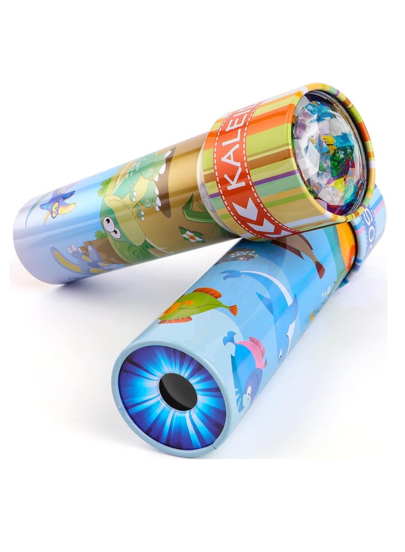 Kaleidoscopes Classic Tin 2 Pack Discover Hidden Animals Crystal Clear View Vintage Retro Toys in Gift Box Kaleidoscopes Educational Toys for Birthday School Classroom Prizes Random