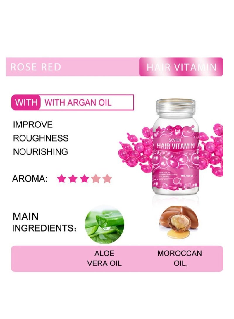 Hair Vitamin Serum Capsule Hair Treatment Serum Oil Capsules Hair Damage Repair Hair Serum Capsules for Daily Hair Care Nourishing Hair Treatment Oil Capsule Hair Oil Capsules Argon Oil Capsule 30pcs