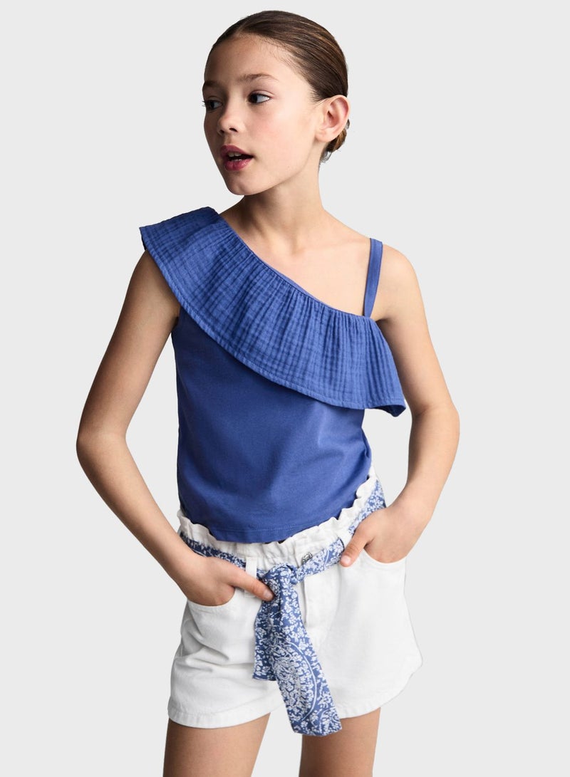 Kids One Shoulder Ruffle Top