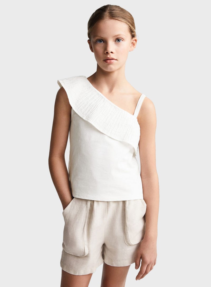 Kids One Shoulder Ruffle Top