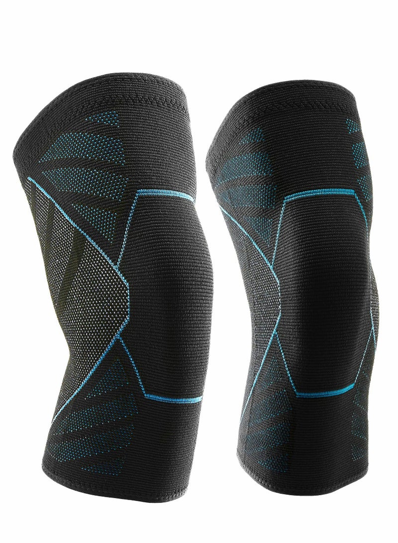 1 Pair Knee Brace, Knee Compression Sleeve for Men & Women, Non-Slip Knee Support, Medical Grade Knee Pads for Running, Meniscus Tear, ACL, Arthritis, Joint Pain Relief