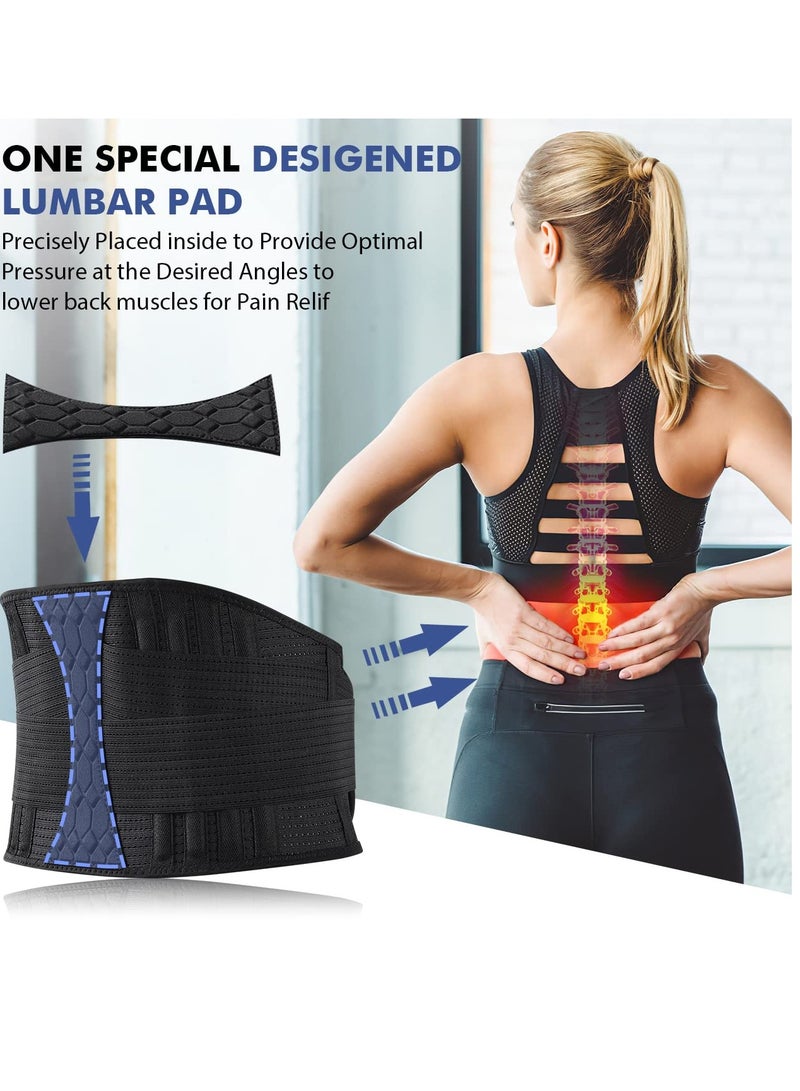 Lumbar Support Belt, Elastic Waist Belt Can Be Freely Adjusted Compression Lumbar Belt Breathable Elastic Movement Support Plate Relaxes the Muscles Easy to Take off and Wear Lumbar Protection (L)