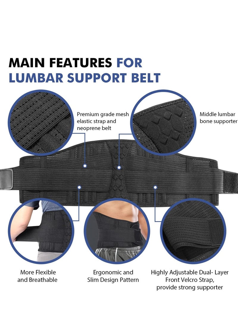 Lumbar Support Belt, Elastic Waist Belt Can Be Freely Adjusted Compression Lumbar Belt Breathable Elastic Movement Support Plate Relaxes the Muscles Easy to Take off and Wear Lumbar Protection (L)