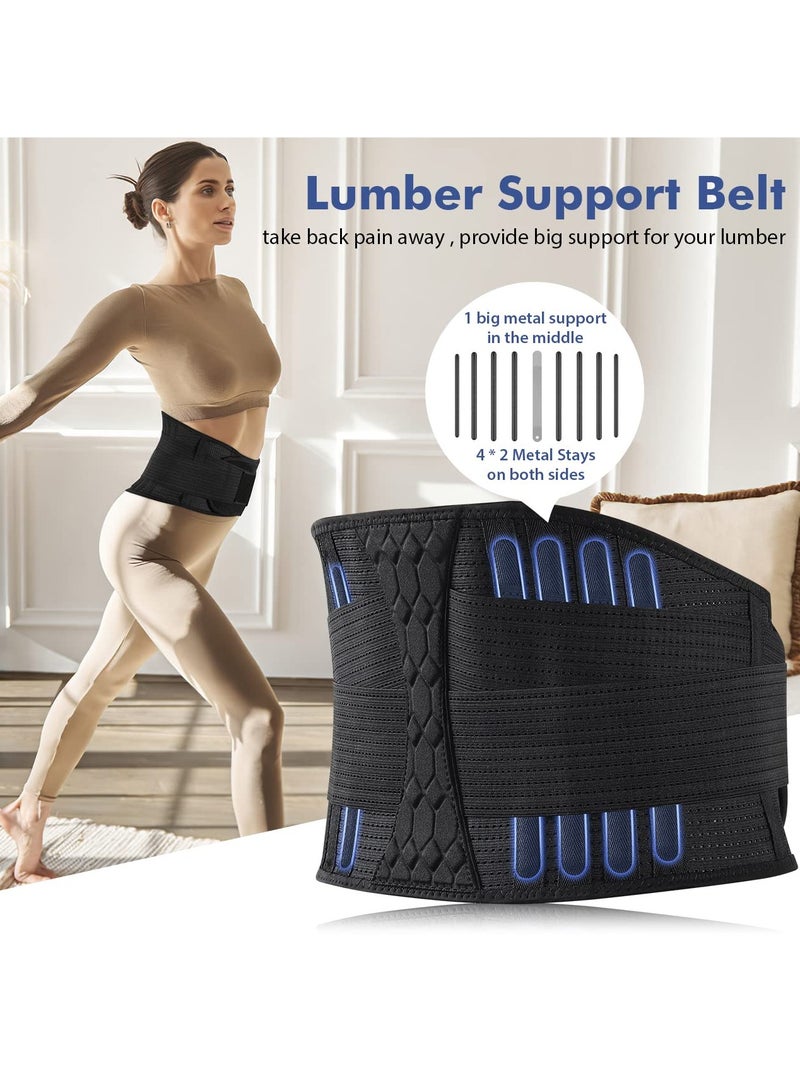 Lumbar Support Belt, Elastic Waist Belt Can Be Freely Adjusted Compression Lumbar Belt Breathable Elastic Movement Support Plate Relaxes the Muscles Easy to Take off and Wear Lumbar Protection (L)