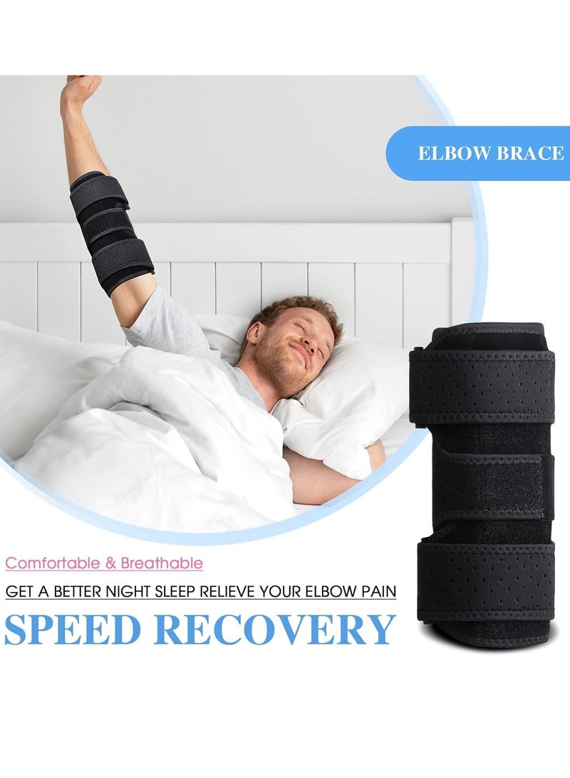 Elbow Brace, Elbow Splint for Cubital Tunnel Brace for Sleeping-Immobilizer for Ulnar Nerve Brace Elbow Pain fit Men & Women