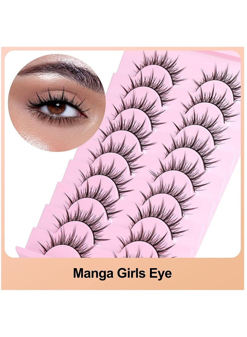 Fake Lashes, Fairy Manga Lashes Spiky Anime False Eyelashes 3D Natural Makeup Little Devil Fake Lashes 9 Pairs