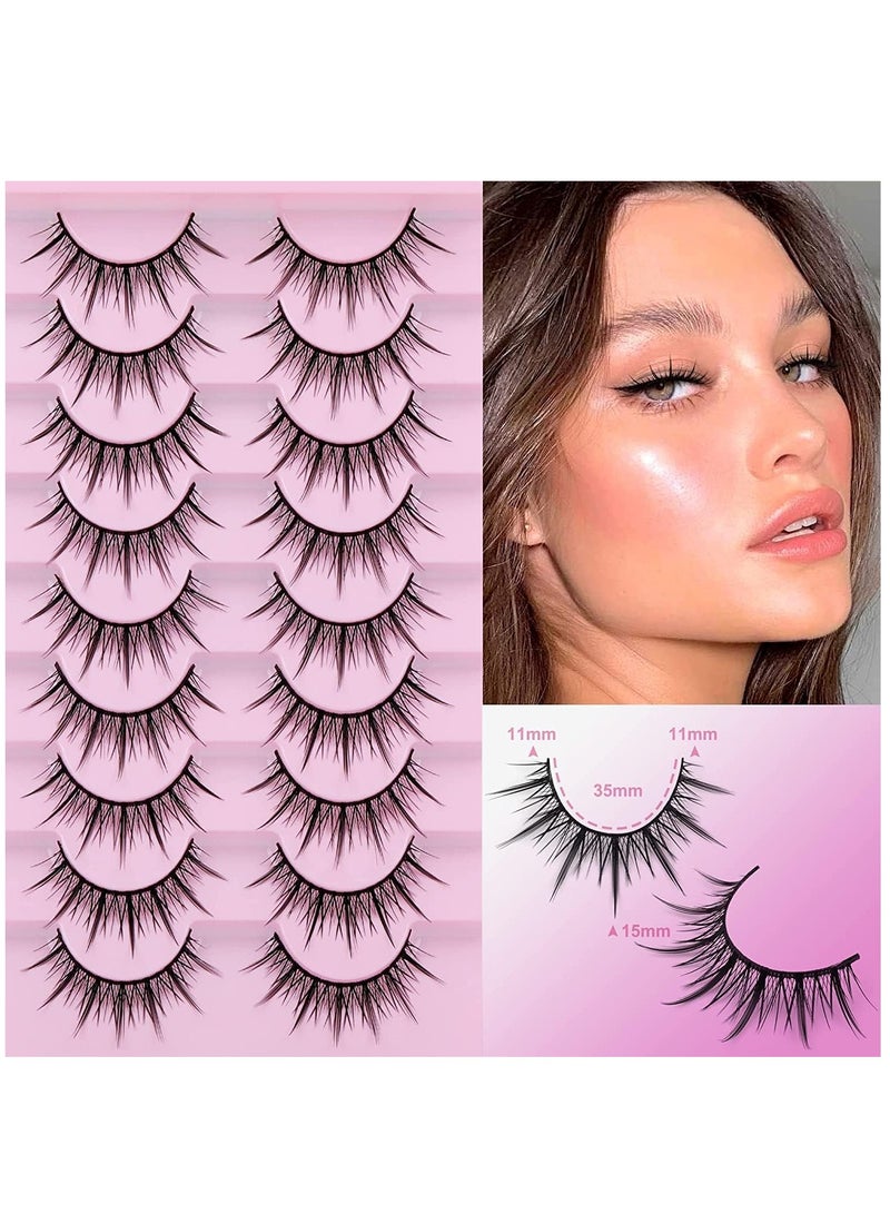 Fake Lashes, Fairy Manga Lashes Spiky Anime False Eyelashes 3D Natural Makeup Little Devil Fake Lashes 9 Pairs