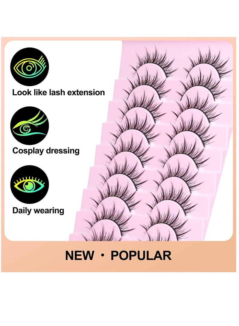 Fake Lashes, Fairy Manga Lashes Spiky Anime False Eyelashes 3D Natural Makeup Little Devil Fake Lashes 9 Pairs