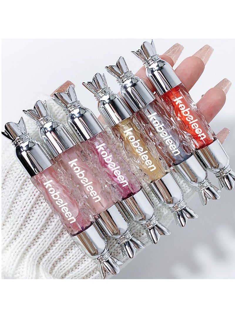 Fruity Flavors Lip Glosses, 6 Colors Candy Hydrating Lip Gloss Set, Water Shimmery Women Lip Glosses, Glaze Glass Gloss Lip, Transparent Hyaluronic Acid Lip