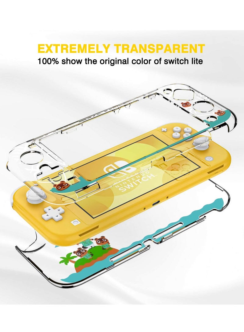 Compatible with Nintendo Switch Lite Case,Rigid PC Transparent Split Shock Resistant Hard Case with Scratch Resistant Design Suitable for Animal Crossing Design