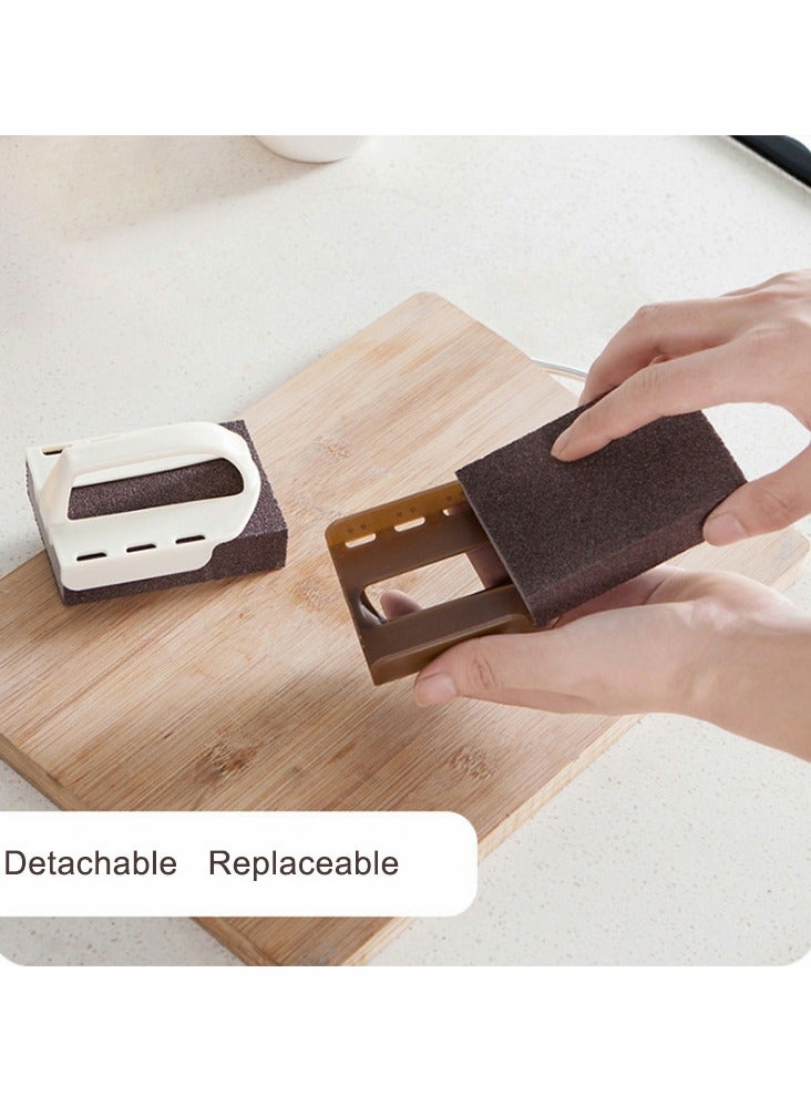 Sponge Set for Kitchen, Emery Kitchen Pot Brush with Replaceable Handle, Home Cleaning Tool Pots and Pans Range Hood to Remove Rust Dirt(5 Pcs)