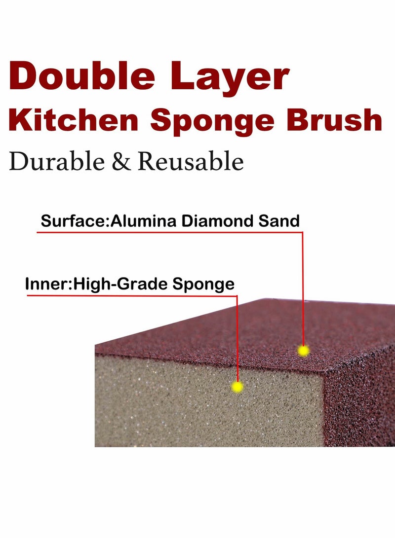 Sponge Set for Kitchen, Emery Kitchen Pot Brush with Replaceable Handle, Home Cleaning Tool Pots and Pans Range Hood to Remove Rust Dirt(5 Pcs)