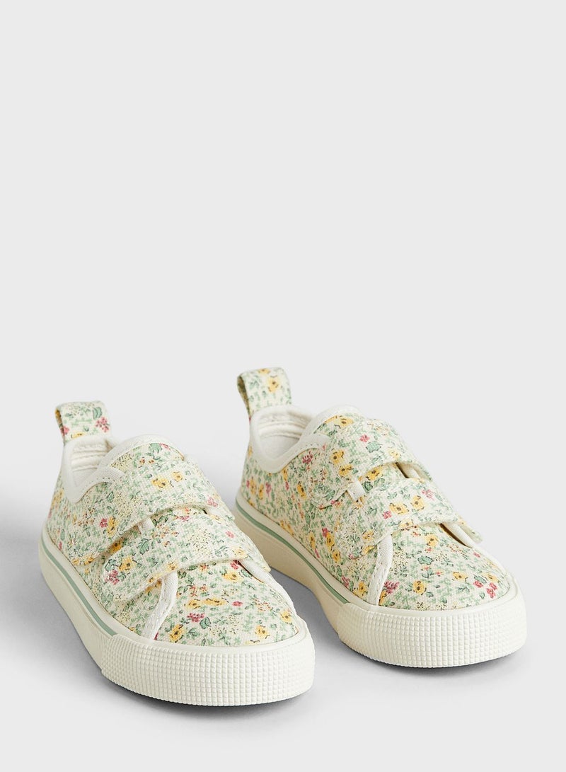 Kids Floral Canvas Sneakers