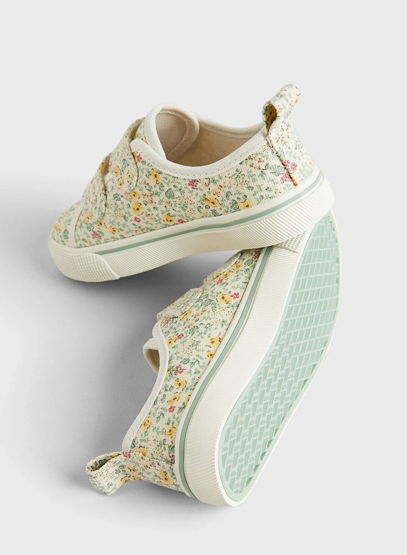 Kids Floral Canvas Sneakers