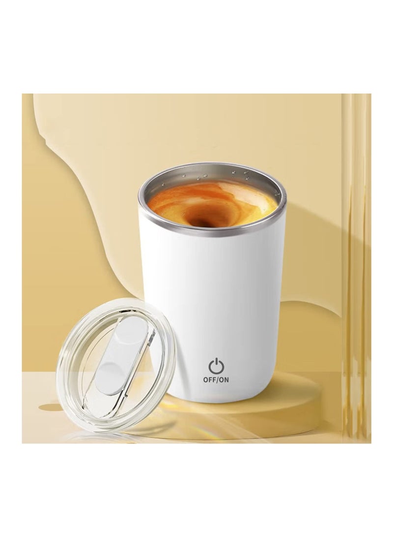 Self Stirring Mug, Electric Mixing Cup Magnetic Stirring Cup, Rechargeable Auto Magnetic Mug, Self Stirring Coffee Mug, Rotating Home Office Travel Stirring Cup Suitable for Coffee/Milk/Cocoa(White)