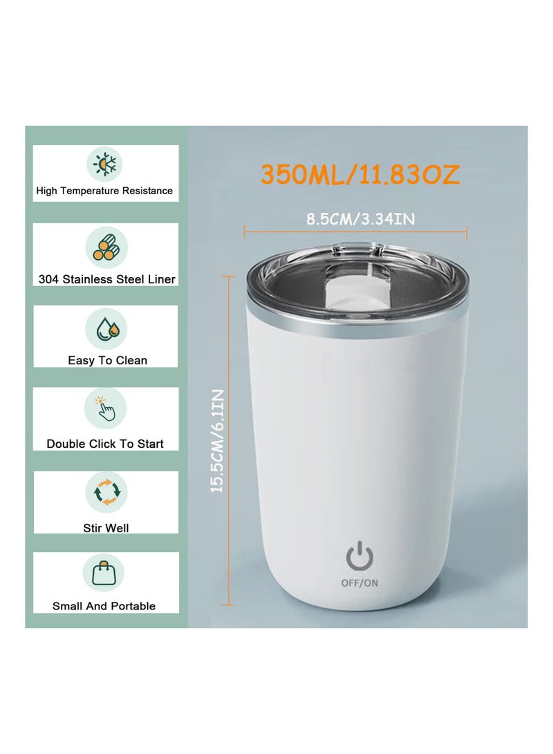 Self Stirring Mug, Electric Mixing Cup Magnetic Stirring Cup, Rechargeable Auto Magnetic Mug, Self Stirring Coffee Mug, Rotating Home Office Travel Stirring Cup Suitable for Coffee/Milk/Cocoa(White)