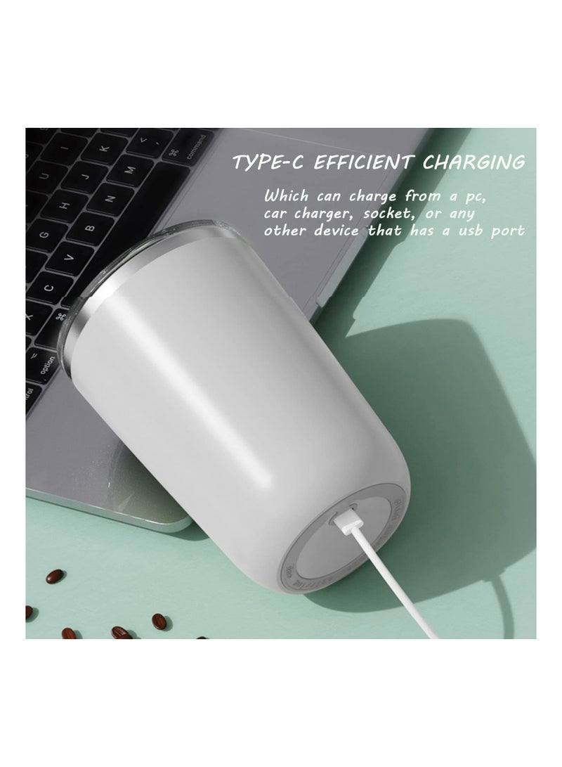 Self Stirring Mug, Electric Mixing Cup Magnetic Stirring Cup, Rechargeable Auto Magnetic Mug, Self Stirring Coffee Mug, Rotating Home Office Travel Stirring Cup Suitable for Coffee/Milk/Cocoa(White)