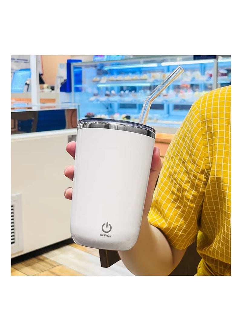 Self Stirring Mug, Electric Mixing Cup Magnetic Stirring Cup, Rechargeable Auto Magnetic Mug, Self Stirring Coffee Mug, Rotating Home Office Travel Stirring Cup Suitable for Coffee/Milk/Cocoa(White)