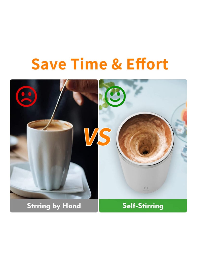Self Stirring Mug, Electric Mixing Cup Magnetic Stirring Cup, Rechargeable Auto Magnetic Mug, Self Stirring Coffee Mug, Rotating Home Office Travel Stirring Cup Suitable for Coffee/Milk/Cocoa(White)