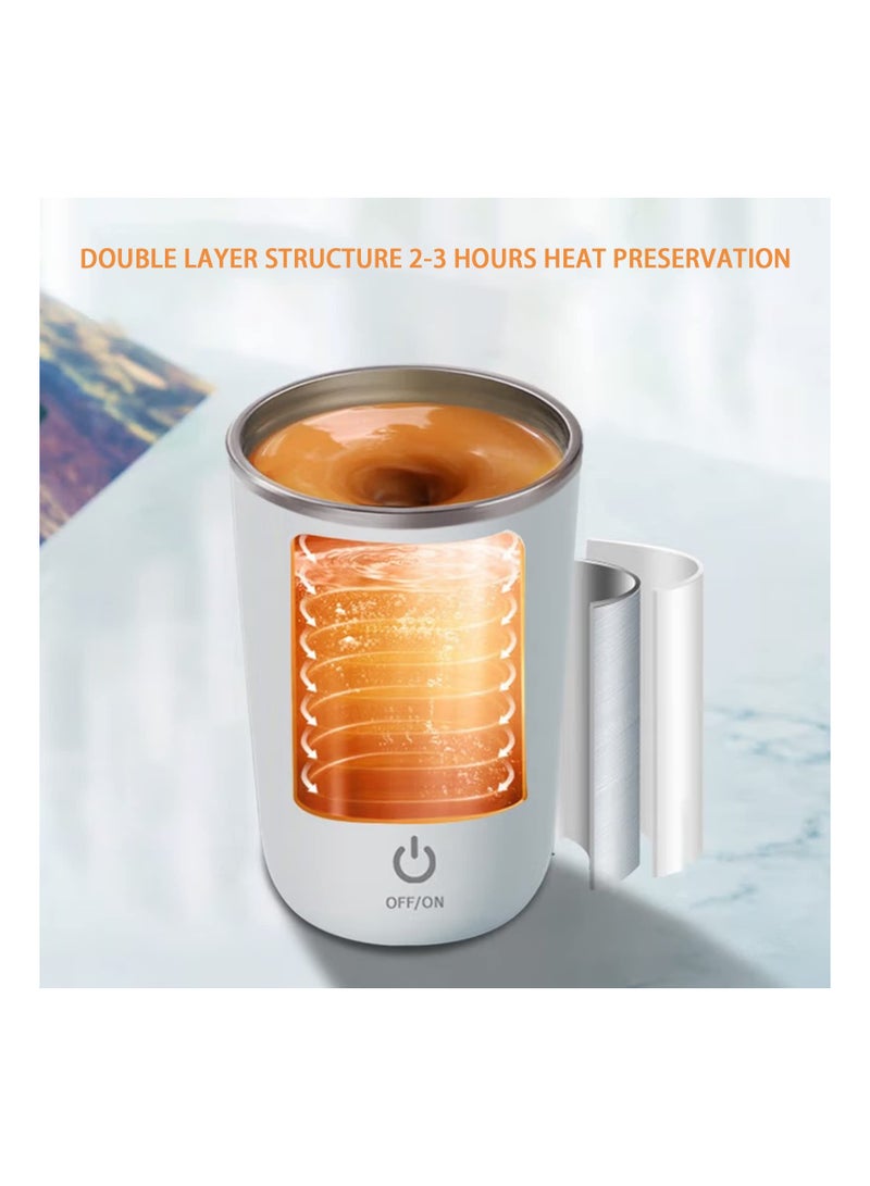 Self Stirring Mug, Electric Mixing Cup Magnetic Stirring Cup, Rechargeable Auto Magnetic Mug, Self Stirring Coffee Mug, Rotating Home Office Travel Stirring Cup Suitable for Coffee/Milk/Cocoa(White)