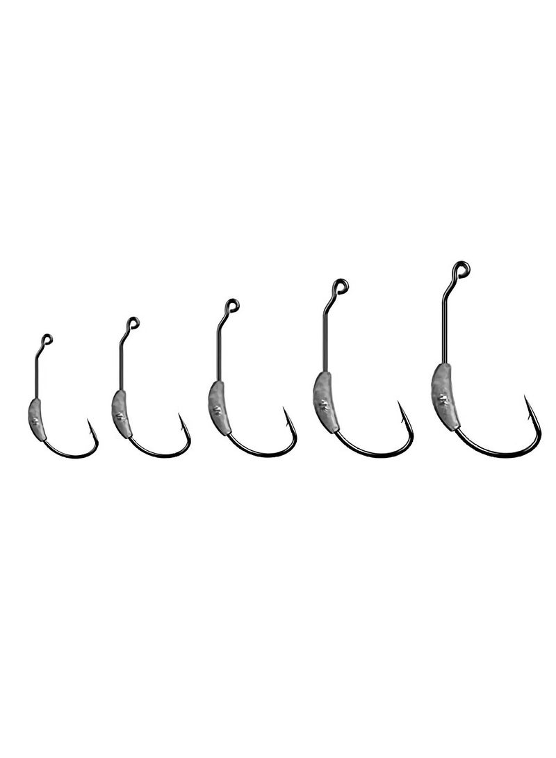 Fishing Hook, 25pcs/Box Weighted Fishing Hook with Spring Lock, Soft Plastic Worm Swimbait Hook for Freshwater Saltwater Redfish