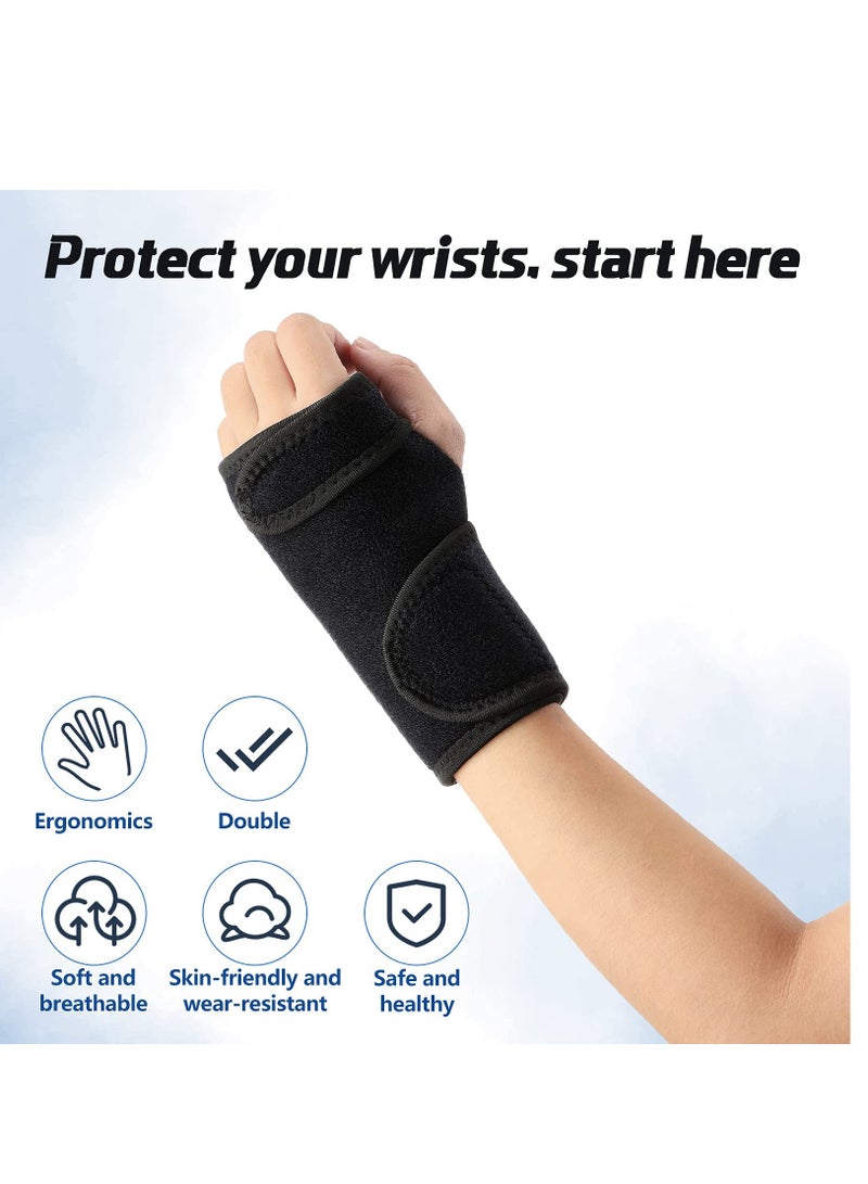 2 Pieces Night Wrist Sleep Support Brace, for Night Wrist Sleep Support Brace Wrist Splint Stabilizer, Help With Carpal Tunnel and Wrist Pain Relief Adjustable, Fitted (Black,Classic Style)