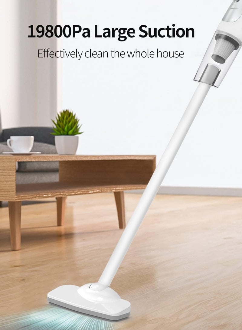 Cordless Stick Vacuum, 19800Pa Strong Suction Hardwood Floor Cleaner, Up to 60 Minutes Run Time, Lightweight Handheld Stick Vacuum for Hard Floors and Carpets