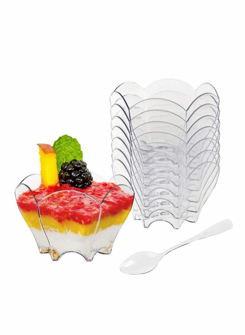 100pcs Mini Parfaits Dessert Cups with Spoons, Clear Small Serving Disposable Bowl Dessert Plates for Chocolate Desserts, Appetizers