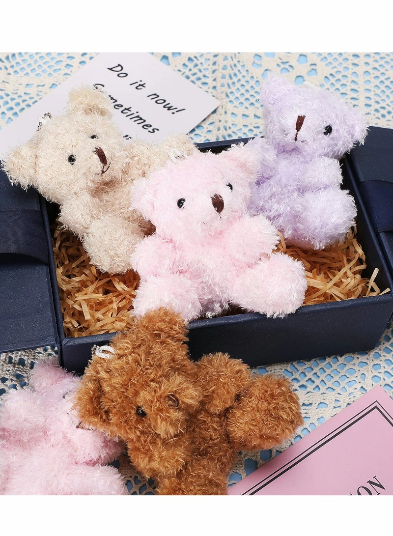 Plush Teddy Bear Pendant, Mini Animal Soft Doll Toys for Keychain Bag DIY Decorations, Birthday Wedding Graduation Gifts, Gift Box Filled Party Decorations 8pcs, Brown, Apricot