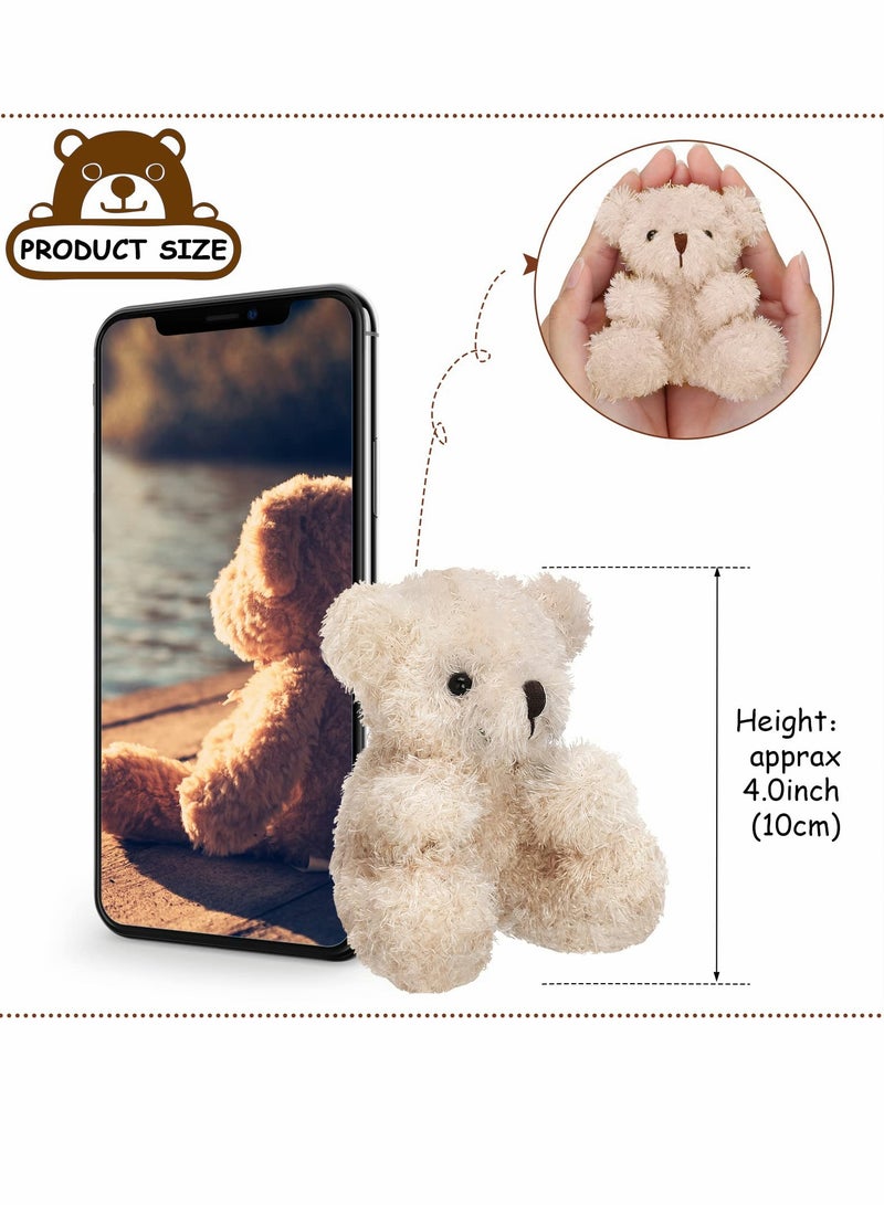 Plush Teddy Bear Pendant, Mini Animal Soft Doll Toys for Keychain Bag DIY Decorations, Birthday Wedding Graduation Gifts, Gift Box Filled Party Decorations 8pcs, Brown, Apricot