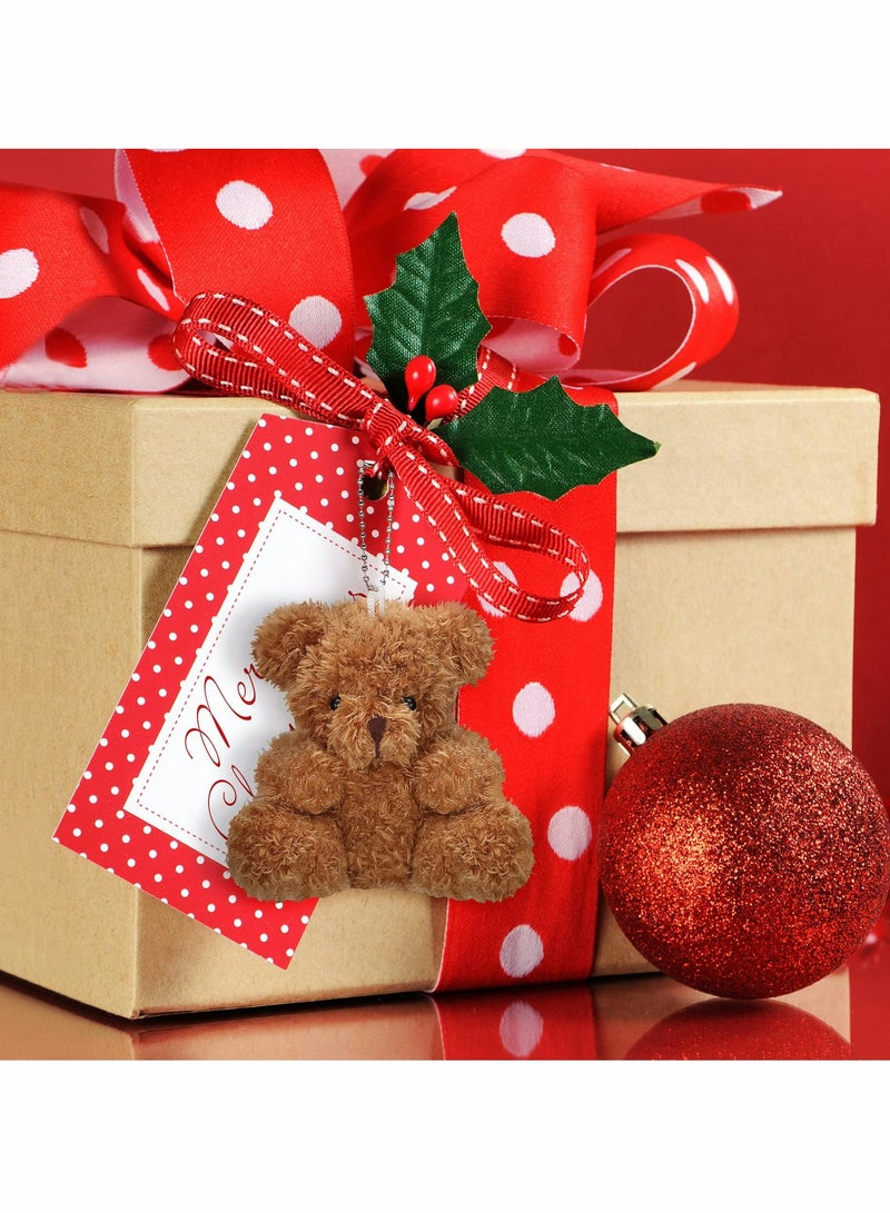 Plush Teddy Bear Pendant, Mini Animal Soft Doll Toys for Keychain Bag DIY Decorations, Birthday Wedding Graduation Gifts, Gift Box Filled Party Decorations 8pcs, Brown, Apricot