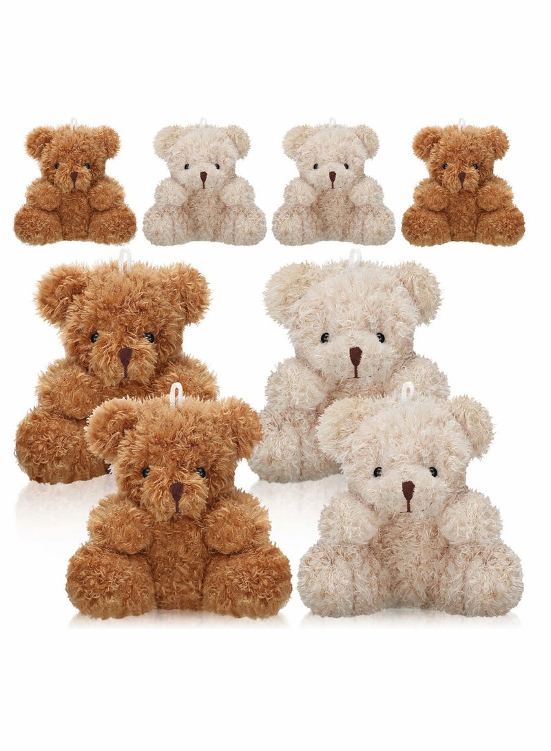 Plush Teddy Bear Pendant, Mini Animal Soft Doll Toys for Keychain Bag DIY Decorations, Birthday Wedding Graduation Gifts, Gift Box Filled Party Decorations 8pcs, Brown, Apricot