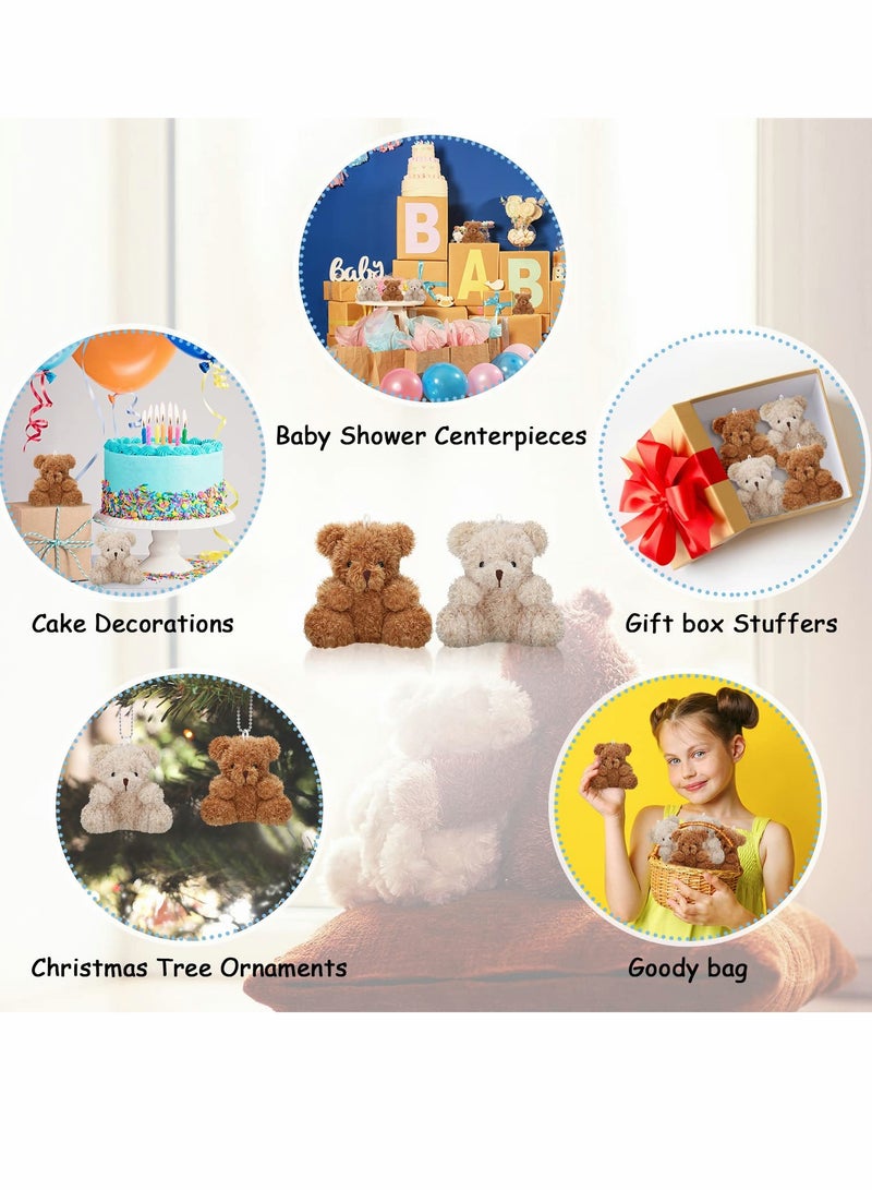 Plush Teddy Bear Pendant, Mini Animal Soft Doll Toys for Keychain Bag DIY Decorations, Birthday Wedding Graduation Gifts, Gift Box Filled Party Decorations 8pcs, Brown, Apricot