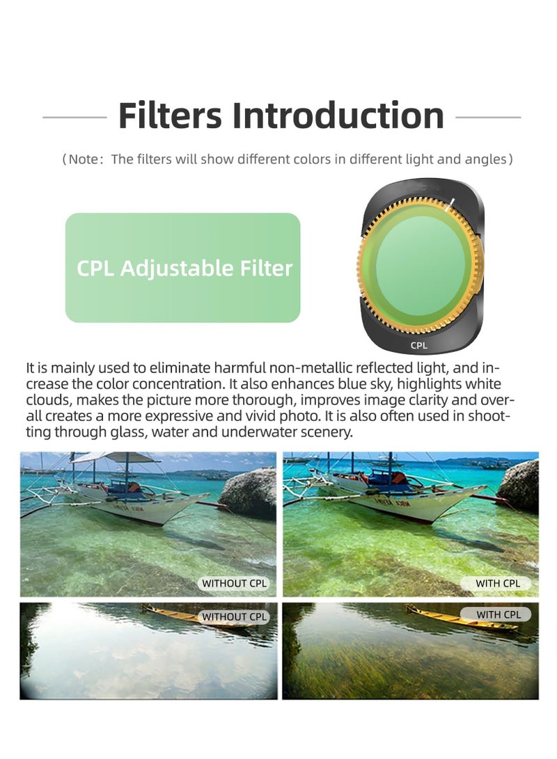 DJI Osmo Pocket 3 Filter ND CPL ND/PL Polarizer Filter MCUV Protection Lens Camera Lens Filter Kit (CPL+ND8+ND16)