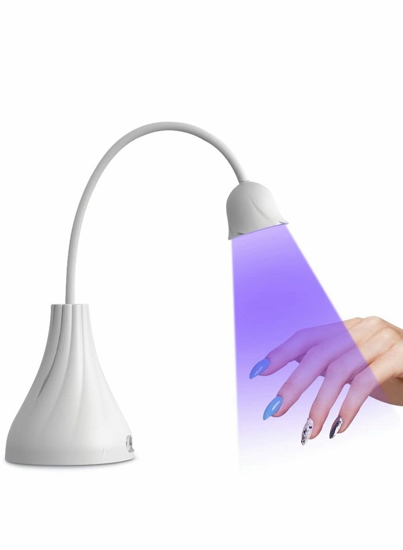 LED UV Nail Lamp, Mini Lotus Hands Free Light Rotatable Nail Dryer Quick Dry Nail Polish Curing Lamp Gooseneck Flash Cure Light for Home DIY & Salon Manicure Decor