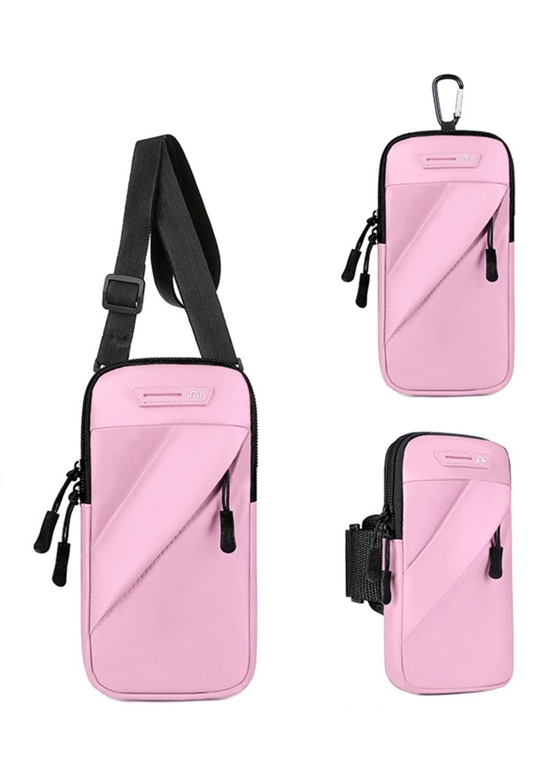 New Arm Band for Phone for Running, Cell Phone Pouch with Adjustable Elastic Band, Waterproof Armband Cell Phone Holder for Running, Walking, Hiking, Biking (pink)