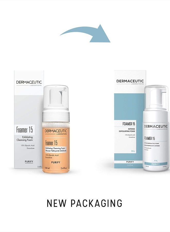 %15 Glycolic Acid Exfoliating Face Wash | Anti-Wrinkle Anti-Aging Anti-Acne | Deep Clean Facial Cleanser, Fades Age Spots Evens Tone & Cell Renewal | Dermaceutic Skincare (100 ml)