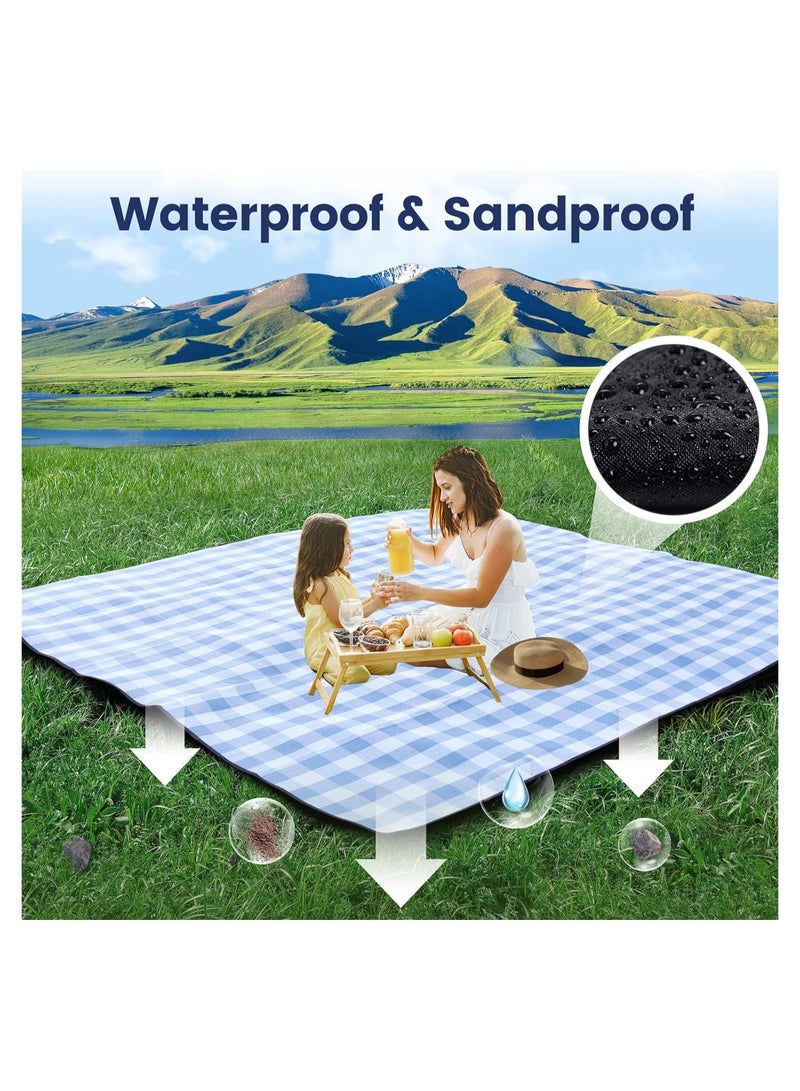 Outdoor Picnic Mat, Spacious 80”x 80” Picnic Blanket: Extra Large, Waterproof, and Foldable Beach Blanket for 6-8 Adults - Ideal for Camping, Park, Beach, Grass, and Indoor Gatherings