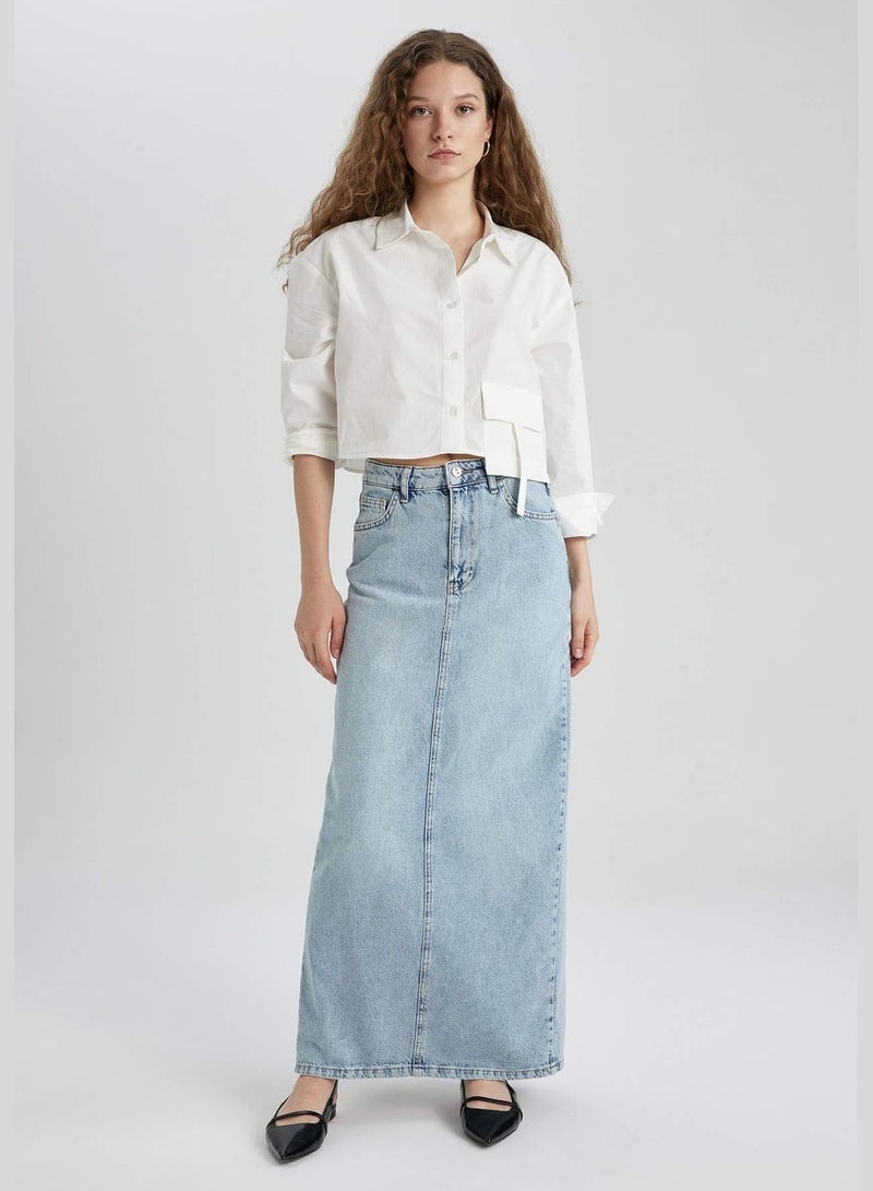 Long Fit Jean Skirt