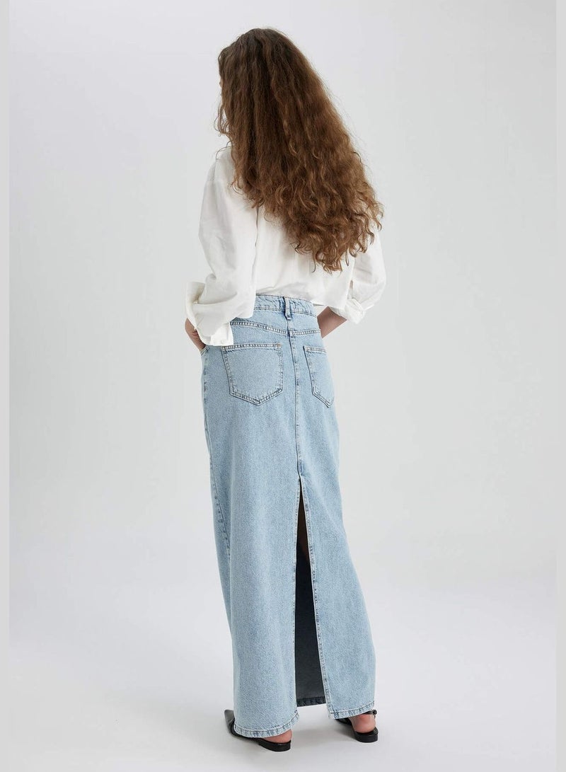 Long Fit Jean Skirt