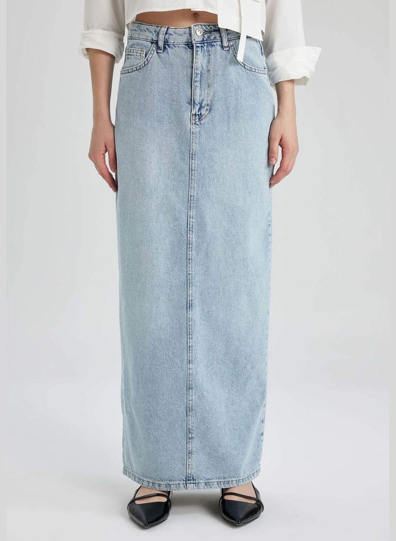 Long Fit Jean Skirt