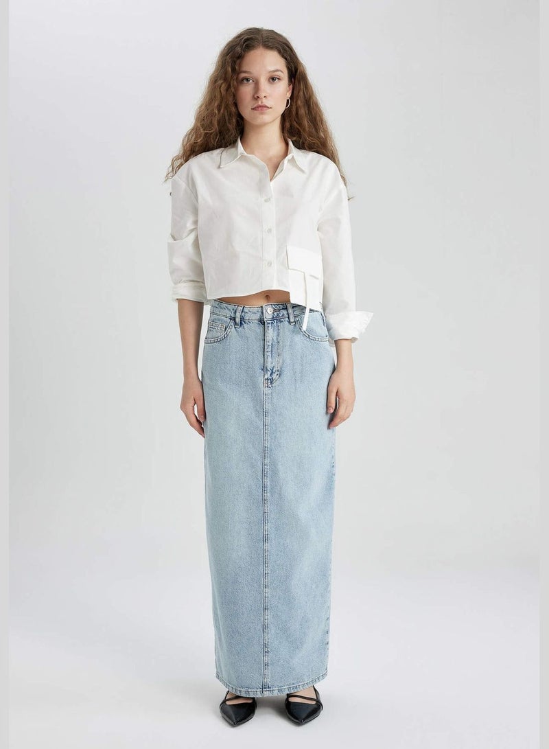 Long Fit Jean Skirt