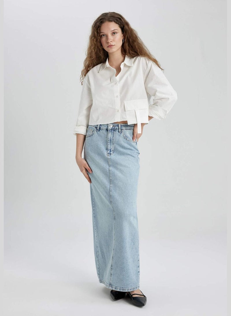 Long Fit Jean Skirt