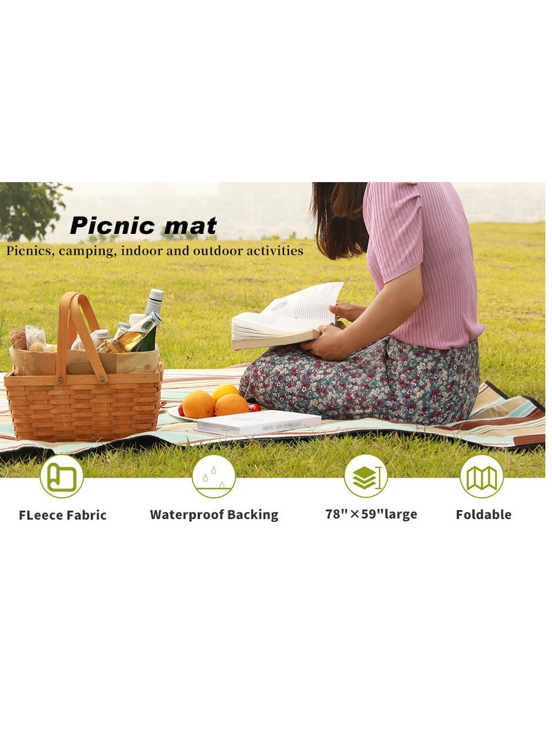 Outdoor Picnic Mat, Versatile Waterproof Outdoor Blanket - Extra Large Beach Mat, Sand-Free and foldable, with Carry Strap | Portable Camping and Park Blanket for Grass, Hiking, Travel, and Concerts