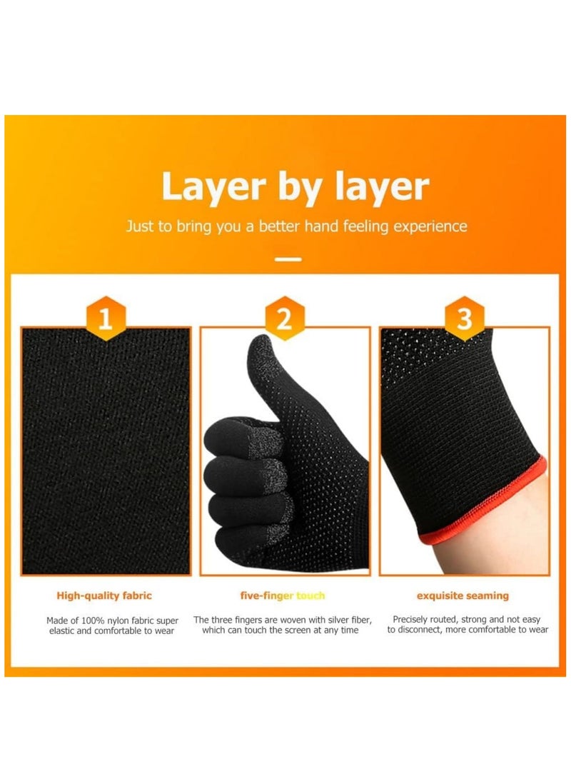 Gaming Gloves, Anti-Sweat Breathable, Touch Finger for Highly Sensitive Nano-Silver Fiber Material, Dot Silica Gel Palm Non-Slip Design, Support Almost All Mobile Gaming