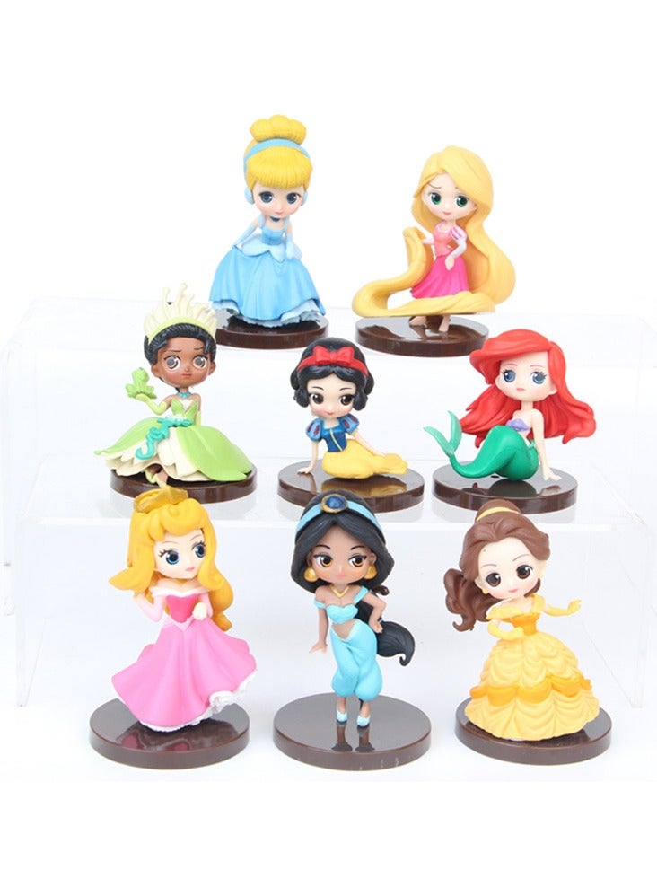 8PCS Disney Cartoon Princess Decoration Cute Girl Gift