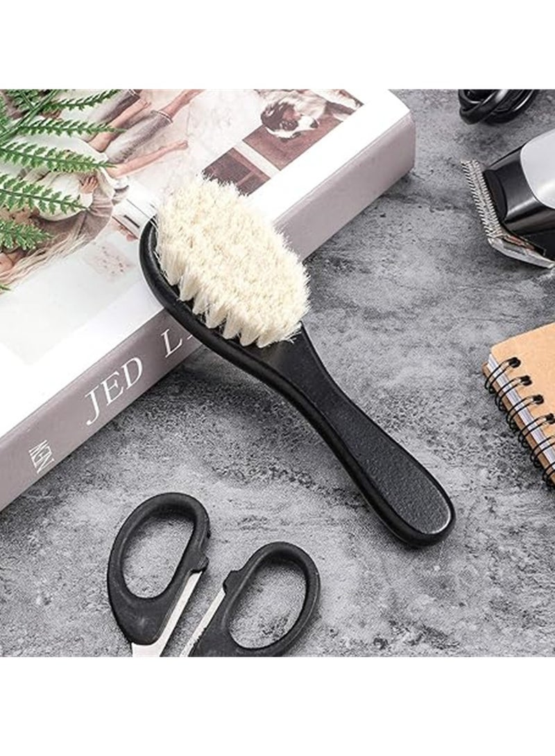 Beard Brush, Barber Fade Brush Barber Beard Styling Cleaning Brush Neck Duster Brush with Natural Fiber Wooden Handle for for Men Beard Styling Cutting Supplies, 4 Pcs