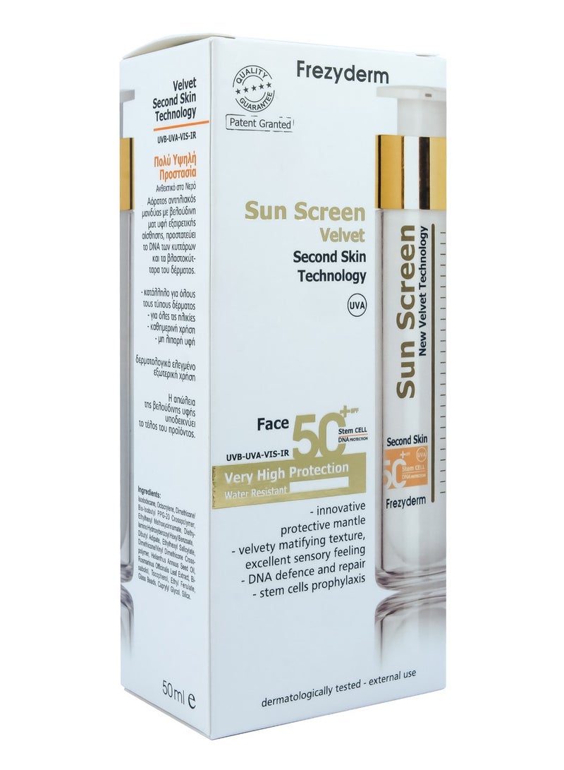 Frezyderm Spf50+ Velvet Face Sunscreen 50Ml